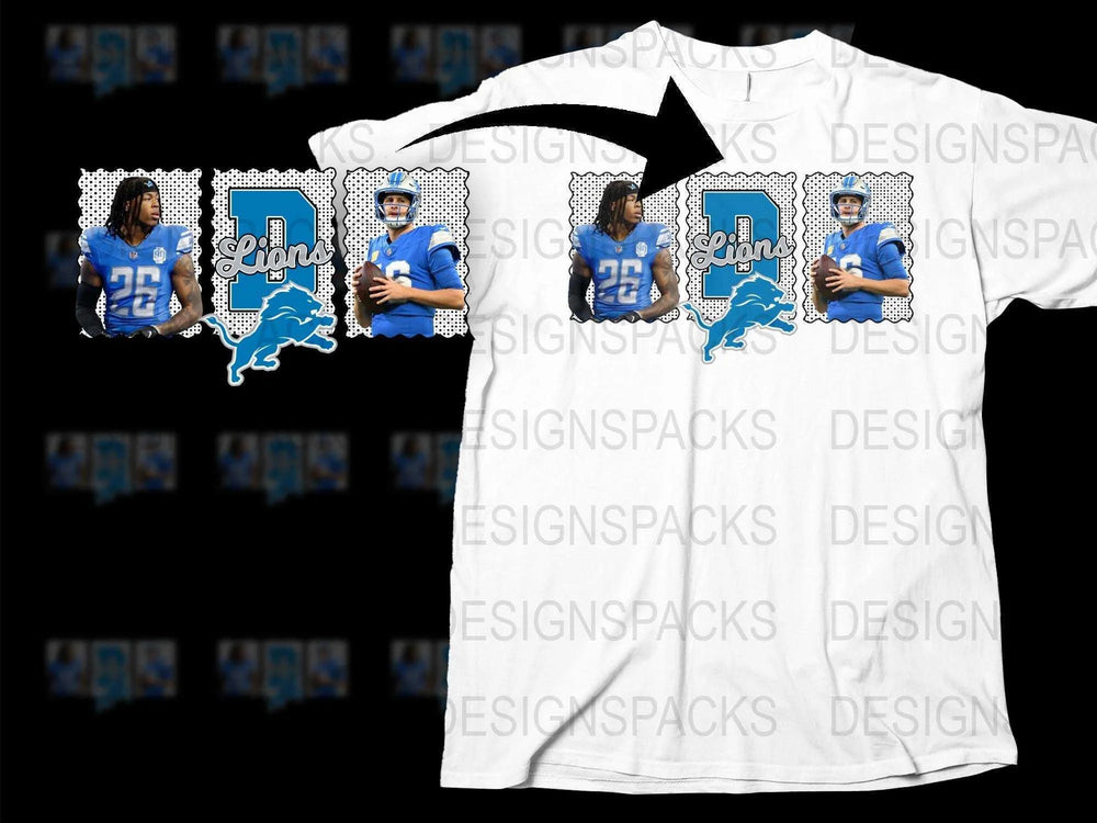 Detroit Football Team Sports Jersey T-Shirt, Blue Player Graphic Tee, Fan Apparel Gift