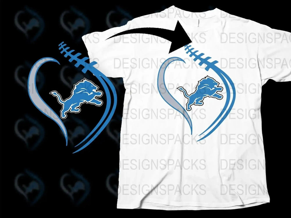 Detroit Lions Inspired T-Shirt, Sports Heartbeat Design, Fan Apparel, Unique NFL Team Graphic Tee