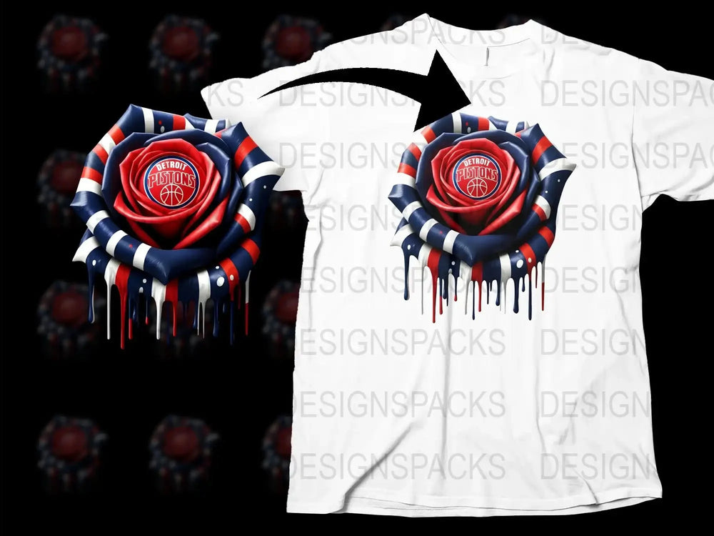 Detroit Pistons Graphic T-Shirt, Dripping Logo Design, Men's Sports Tee, NBA Fan Apparel