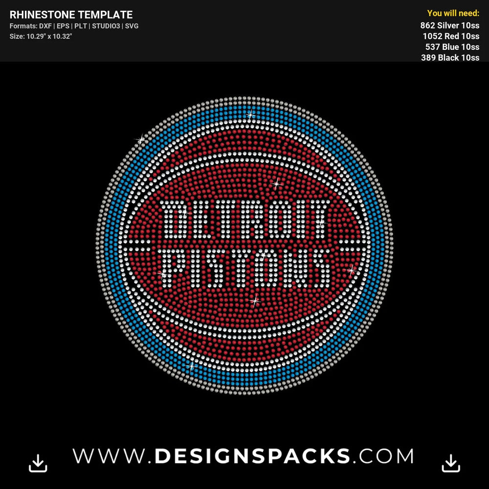 Detroit Pistons Rhinestone Digital Template