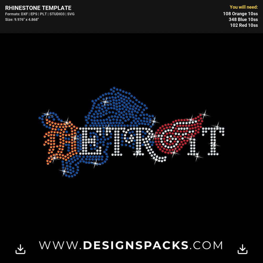 Detroit Sport Team Logo Rhinestone Digital Template