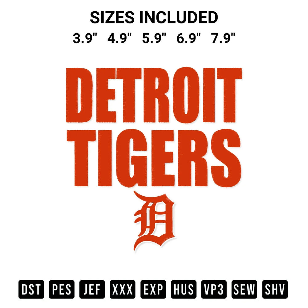Detroit Tigers Baseball Mlb Team Embroidery Design