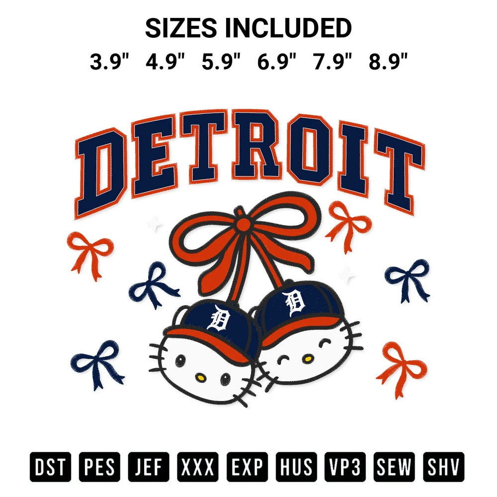 Detroit Tigers Hello Kitty Cherries Embroidery Design