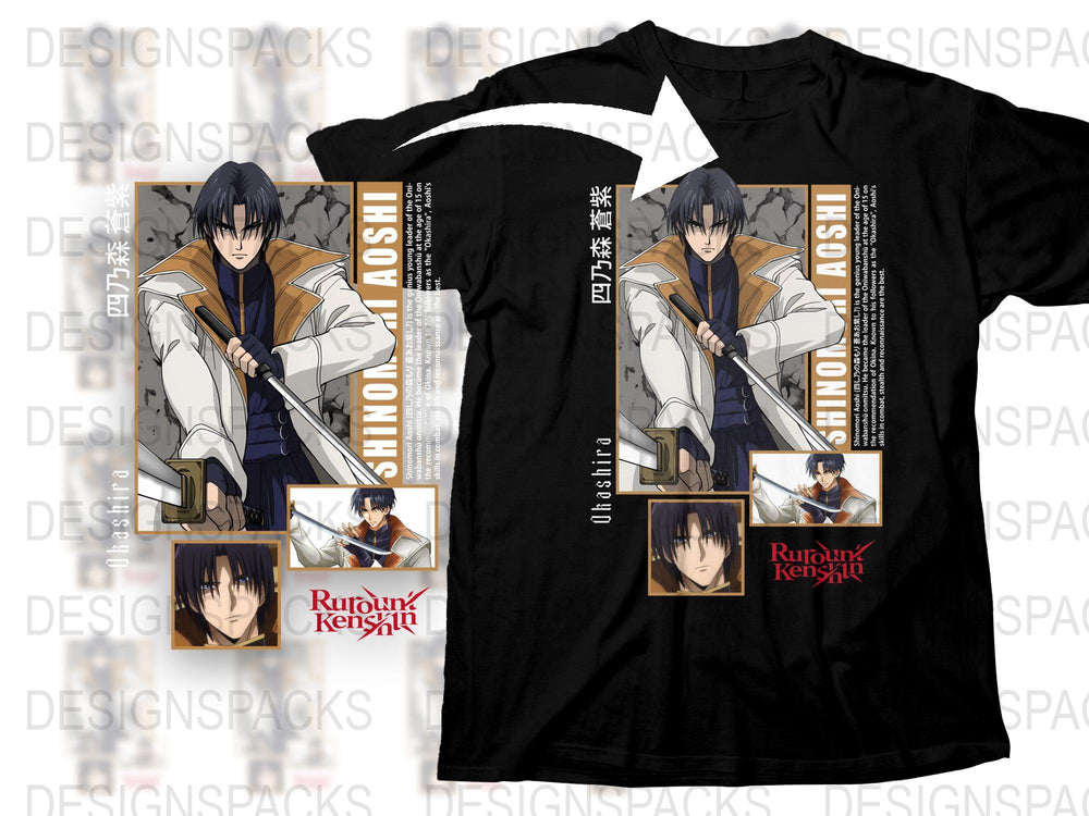 Rurouni Kenshin Anime T-Shirt, Samurai X Himura Kenshin Graphic Tee, Vintage Manga Shirt, Unisex Cotton Black T-Shirt