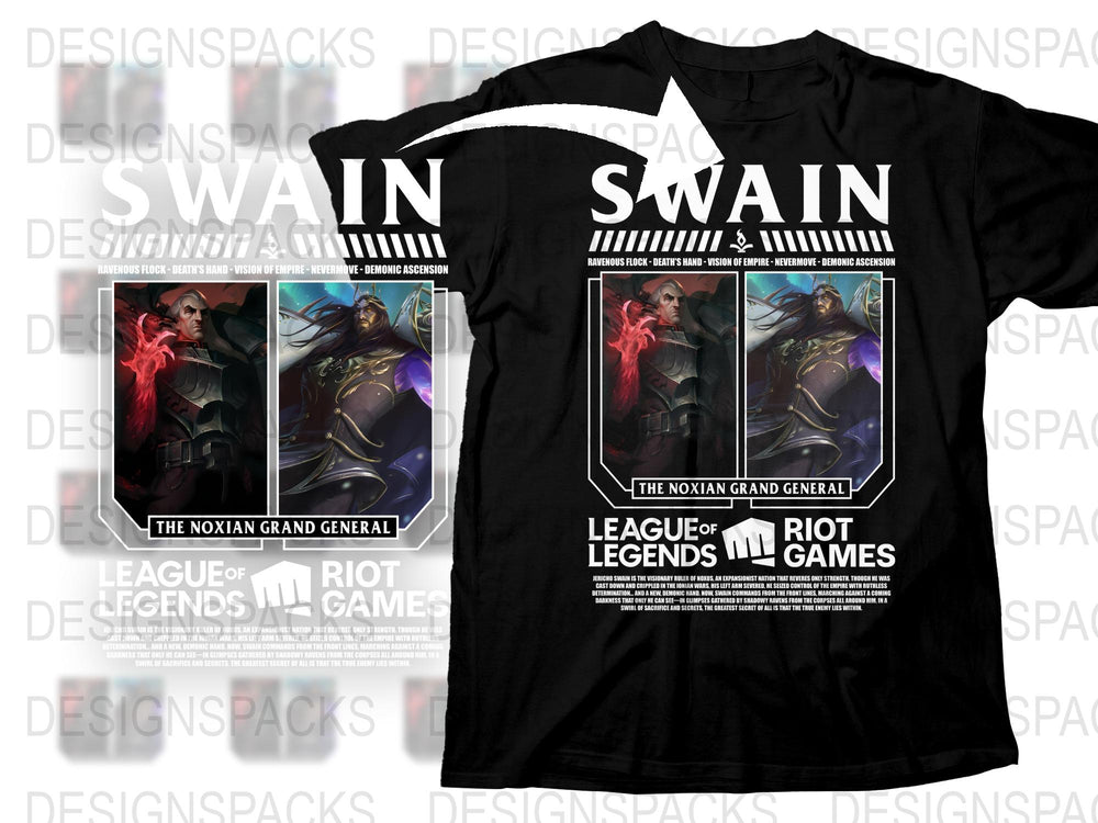 League of Legends Swain T-Shirt, Noxian Grand General Graphic Tee, Riot Games Merchandise, Unisex Gamer Apparel