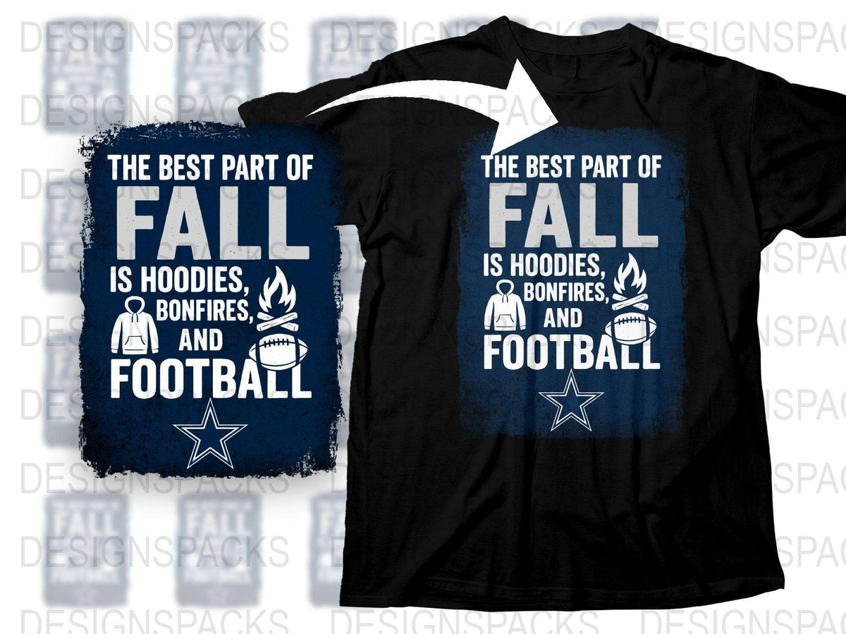 Fall Season Hoodie and T-Shirt Set, Football and Bonfires Graphic Tee, Casual Autumn Apparel