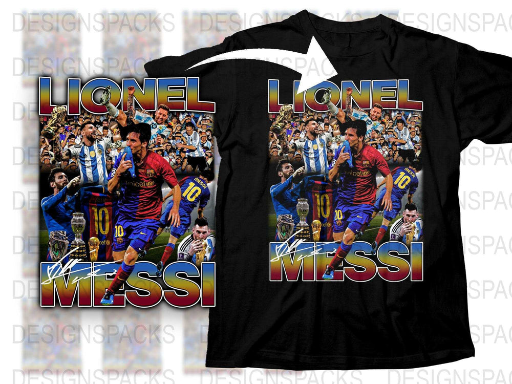 Lionel Messi Barcelona Football T-Shirt, Colorful Soccer Fan Apparel, Unisex Sports Tee, Collectible Memorabilia