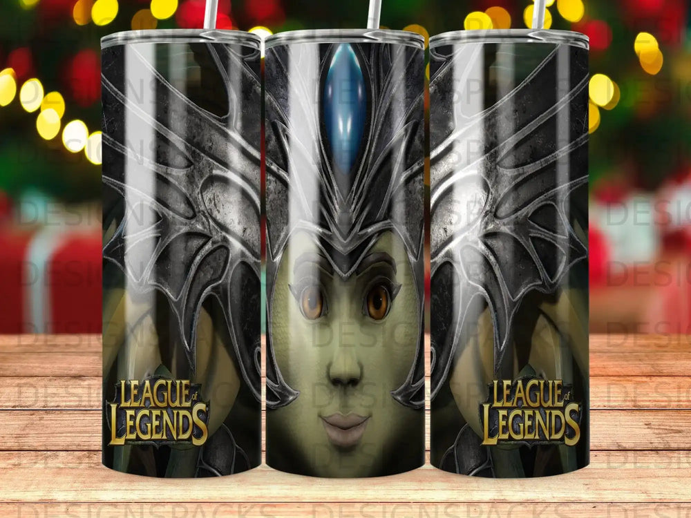 League of Legends character portrait on a cylindrical tumbler.