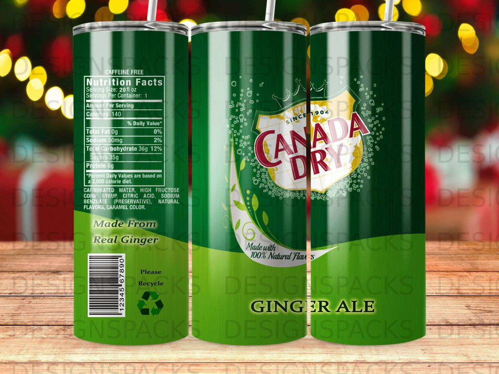 Canada Dry Ginger Ale can with nutrition facts and ingredients.