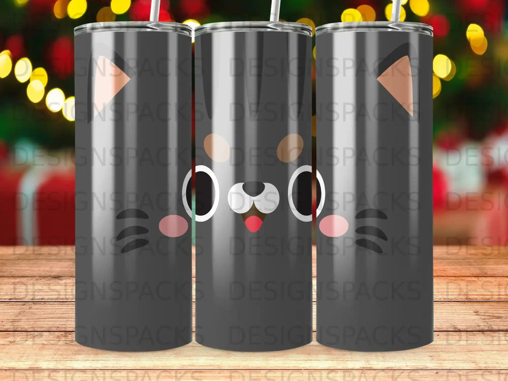 Cute Black Cat Face Design Tumbler Drinkware product type