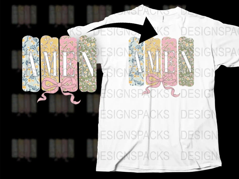 Amen Floral T-Shirt, Christian Faith Inspired Graphic Tee, Colorful Flower Print, Spiritual Casual Wear