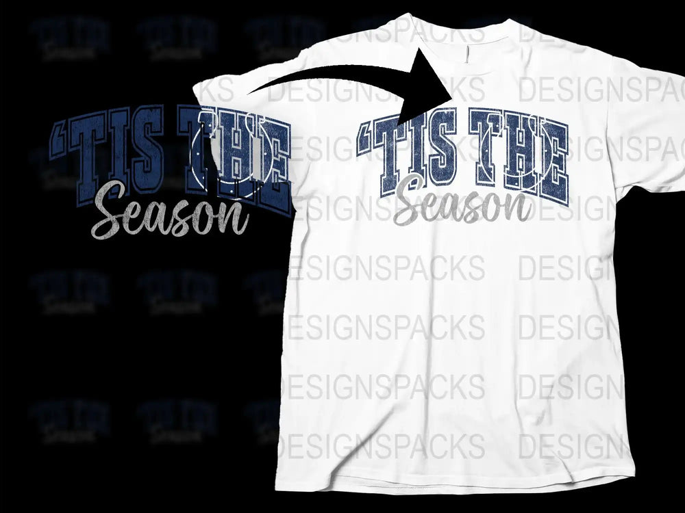 'Tis The Season' Festive Holiday T-Shirt, Christmas Typography Tee, Winter Apparel Gift Idea