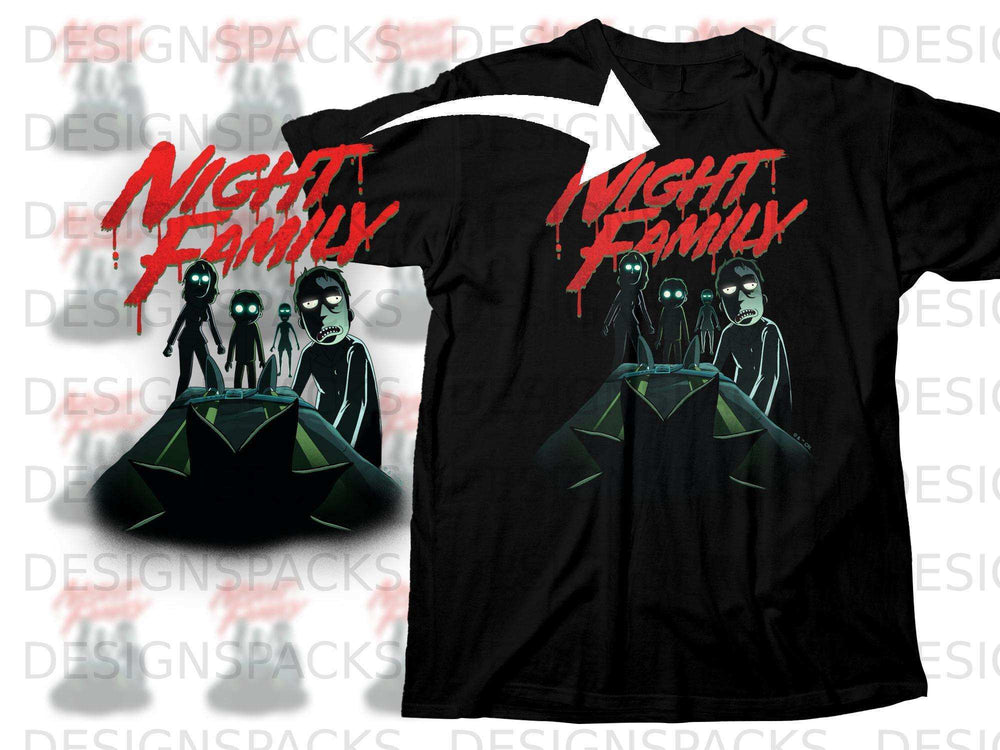 Night Family Dripping Red Text and Figures Shirt