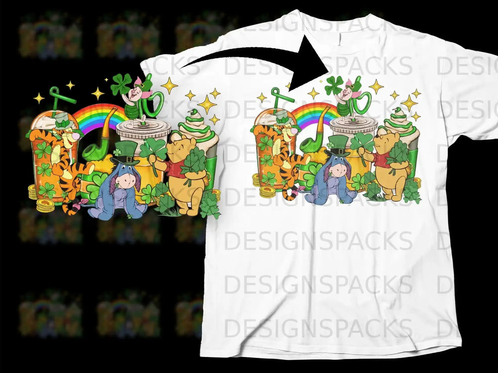 St Patricks Day Pooh Tigger Eeyore Piglet Shamrocks product type