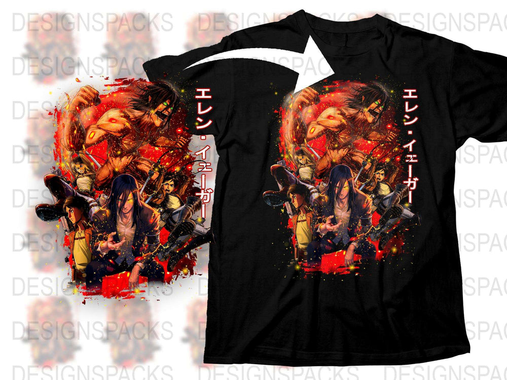 Japanese Anime Graphic T-Shirt, Vibrant Warrior Design, Red Black Splash, Unisex Manga Tee Shirt