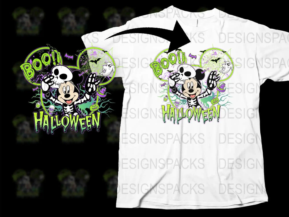 Halloween Mickey Mouse Boo T-Shirt, Spooky Cartoon Character Tee, Kids and Adults Holiday Apparel