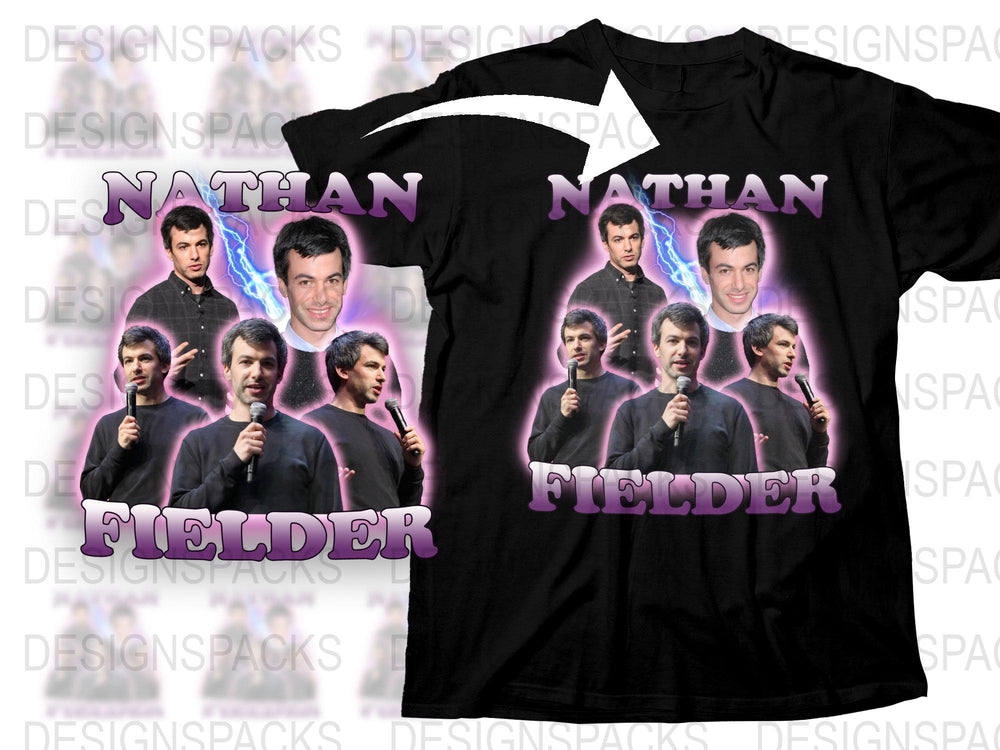Nathan Fielder Graphic T-Shirt, Comedian Photo Collage Tee, Unisex Black Cotton Shirt