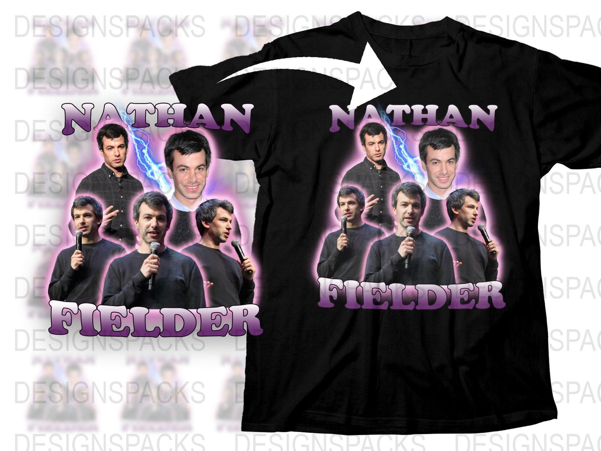 Nathan Fielder Graphic T-Shirt, Comedian Photo Collage Tee, Unisex Black Cotton Shirt