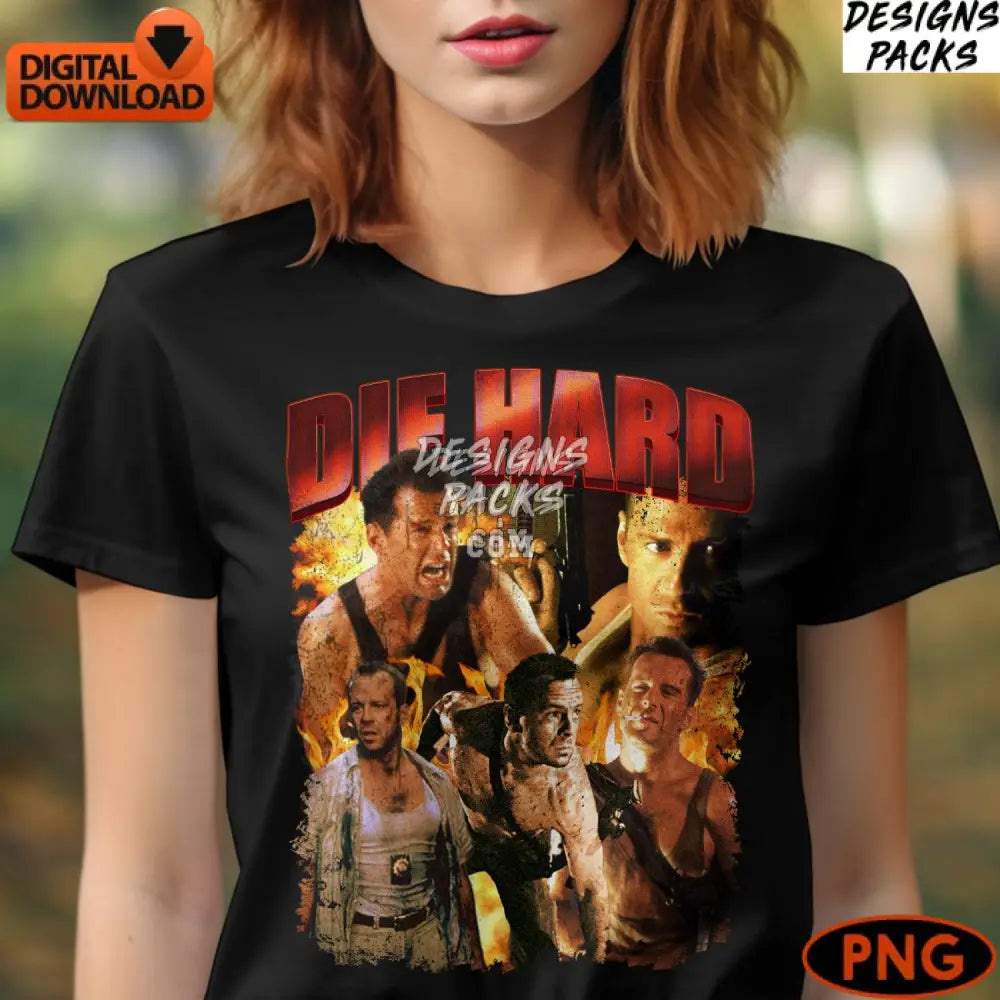 Die Hard Movie Digital Art Classic Action Film Png Download Retro Cinema