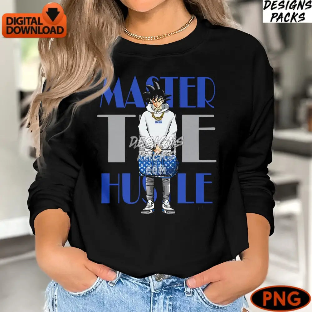 Digital Anime Character Art Master The Hustle Quote Png Fashion Illustration Download