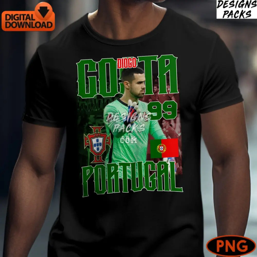Digital Soccer Player Art Portugal National Team Goalkeeper Design Png Instant Download