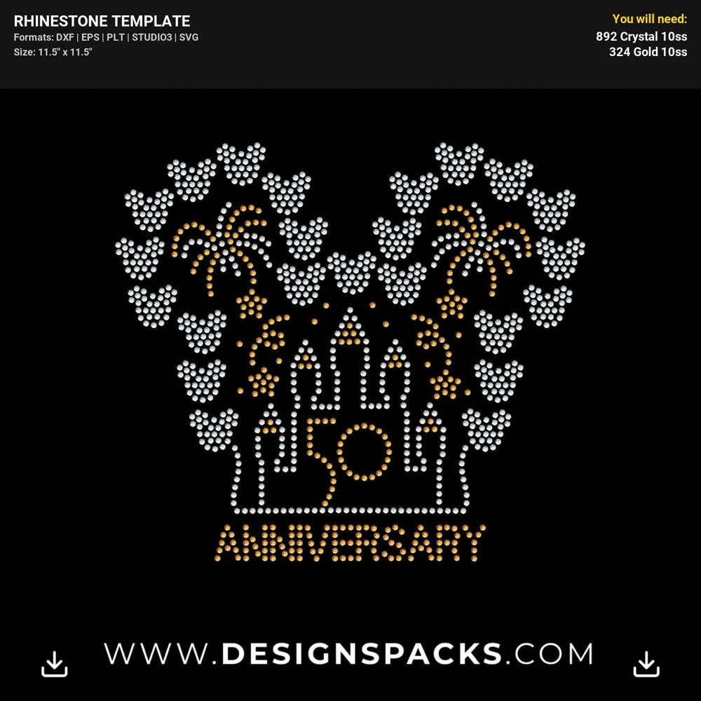 Disney Anniversary 50 Rhinestone Digital Template