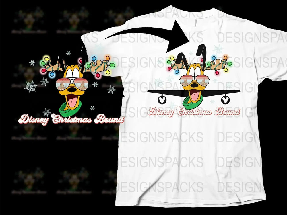 Disney Christmas Sound T-Shirt, Festive Holiday Cartoon Tee, Colorful Lights and Sunglasses Design, Unisex Fashion