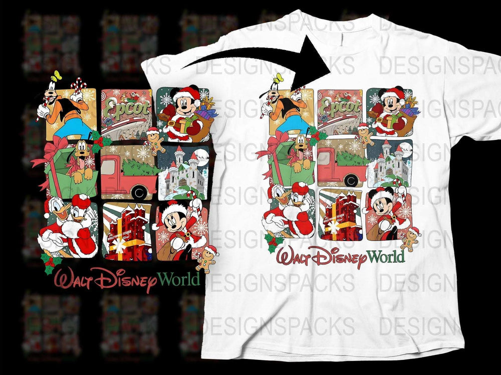 Disney Christmas T-Shirt, Mickey and Friends Holiday Tee, Festive Family Matching Shirts, Unique Cartoon Character Apparel