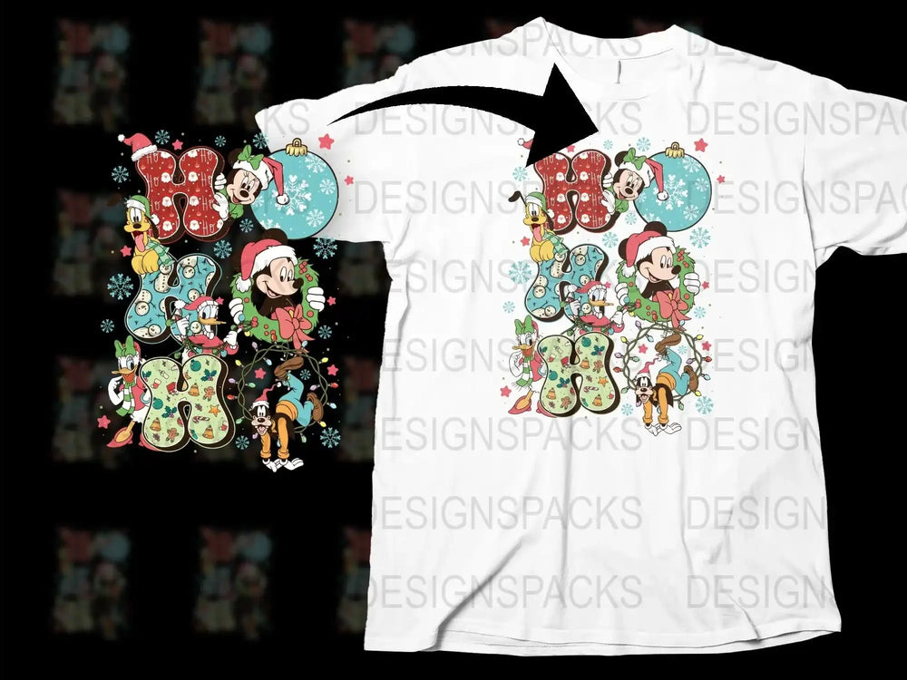 Disney Christmas T-Shirt Mickey Minnie Mouse Holiday Graphic Tee Family Matching Outfits Kids Adults Festive Clothing