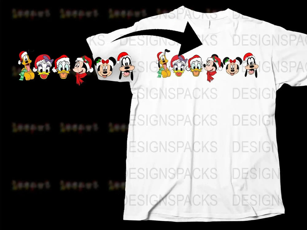 Disney Character Parade T-Shirt, Cartoon Duck Designs, Kid and Adult Sizes, White Tee
