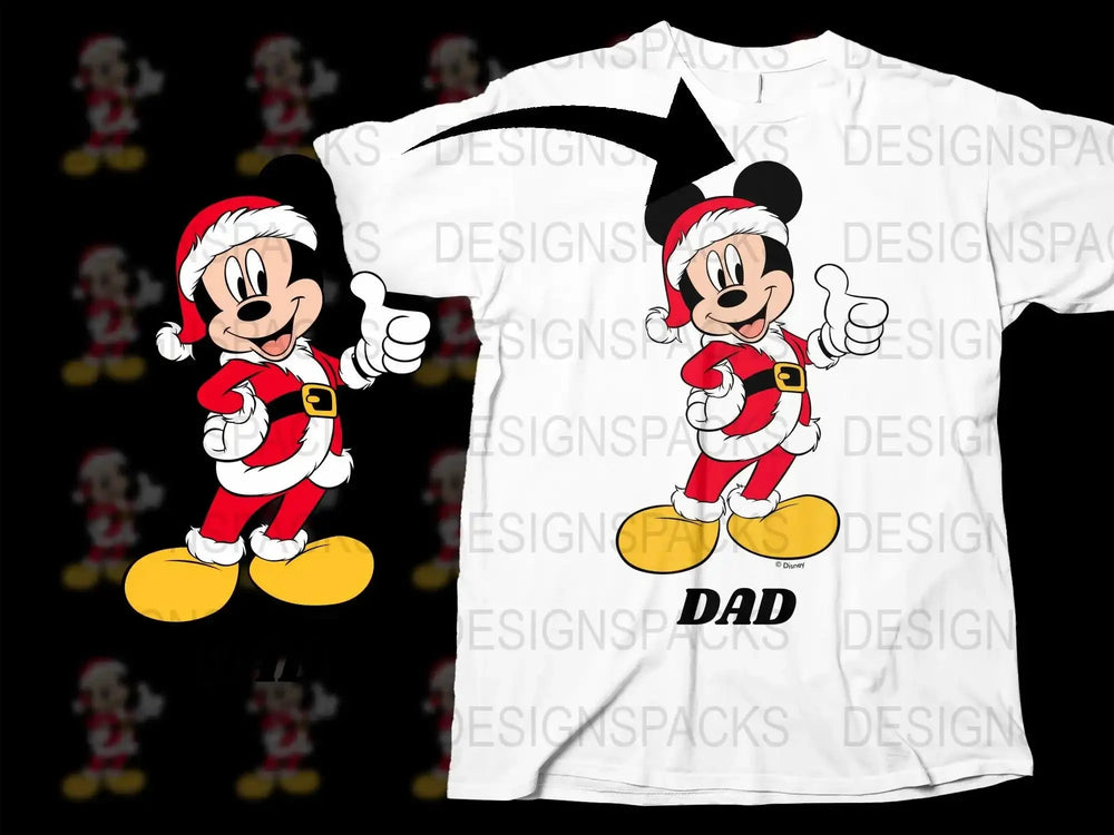Disney Santa Mickey Mouse Dad Christmas Png Digital Download