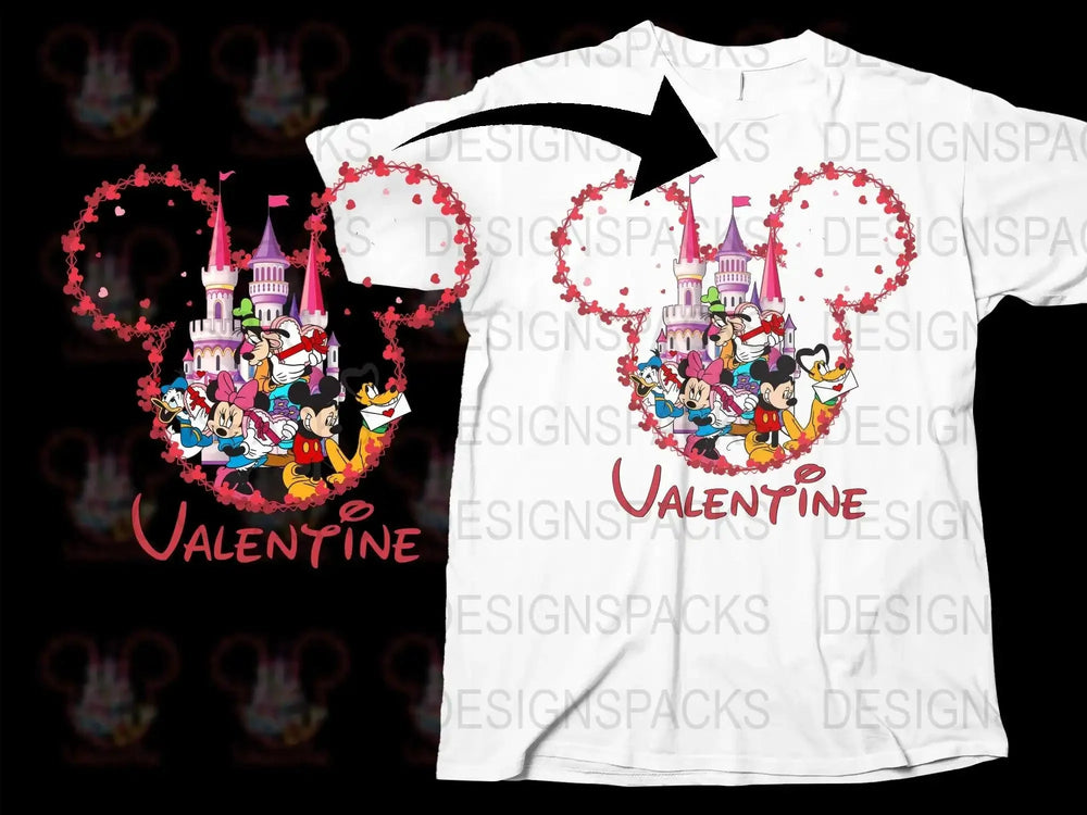 Disney Valentine's Day Castle Mickey and Friends Png Digital Download