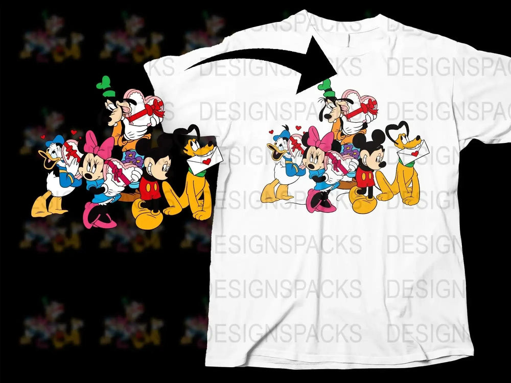 Disney Valentine's Day Characters Graphic Png Digital Download