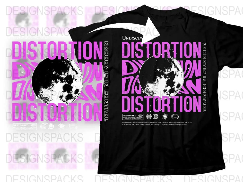 Distortion Graphic Moon Pink Trendy Modern Png Digital Download