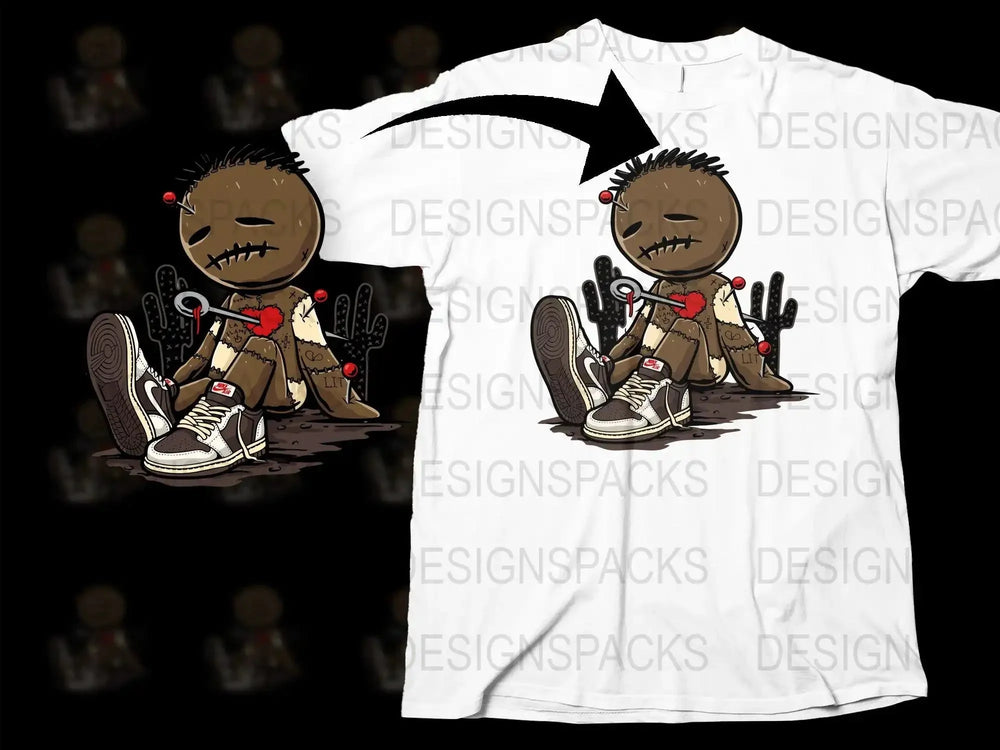 Distressed Voodoo Doll Design StreetWear Png Digital Download