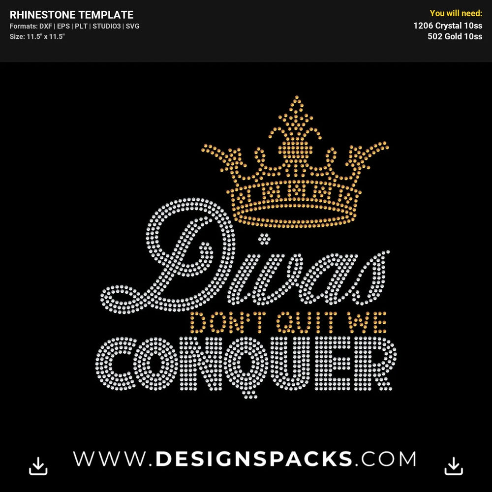 Divas Conquer Rhinestone Digital Template