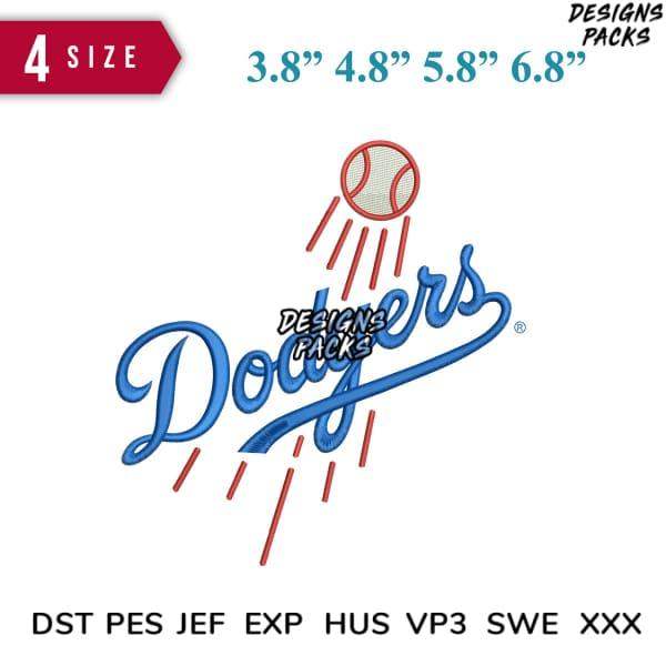 Dodgers baseball embroidery design with 4 sizes, instant download in DST PES EXP formats