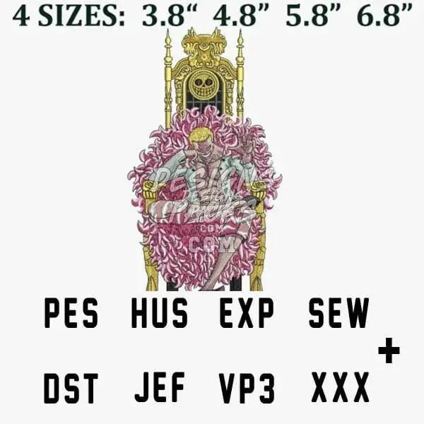 doflamingo donquixote Throne One piece Anime Embroidery Design designspacks