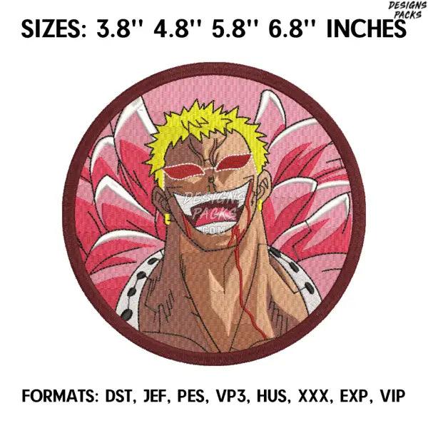 Doflamingo Embroidery Design File, One Piece Anime Embroidery Design, Machine embroidery file. Anime Design Pes Brother