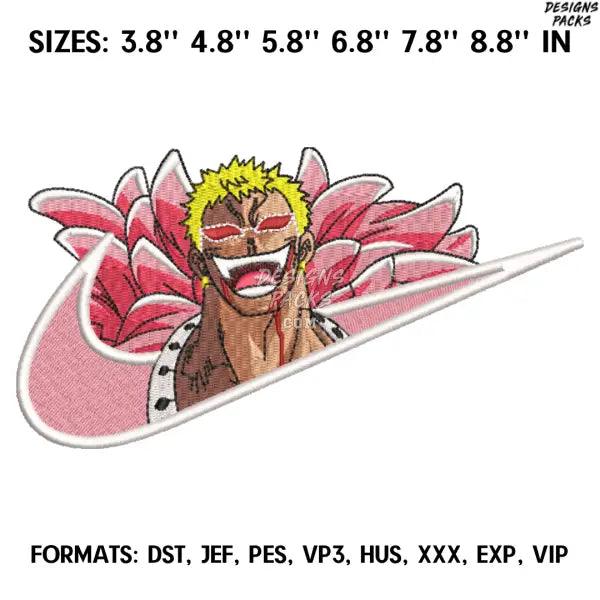 Doflamingo Embroidery Design File, One Piece Anime Embroidery Design, Machine embroidery file. Anime Design Pes Nike