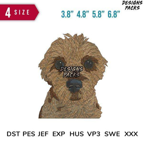 Cute dog embroidery design in 4 sizes, compatible with DST PES JEF formats for machine embroidery projects