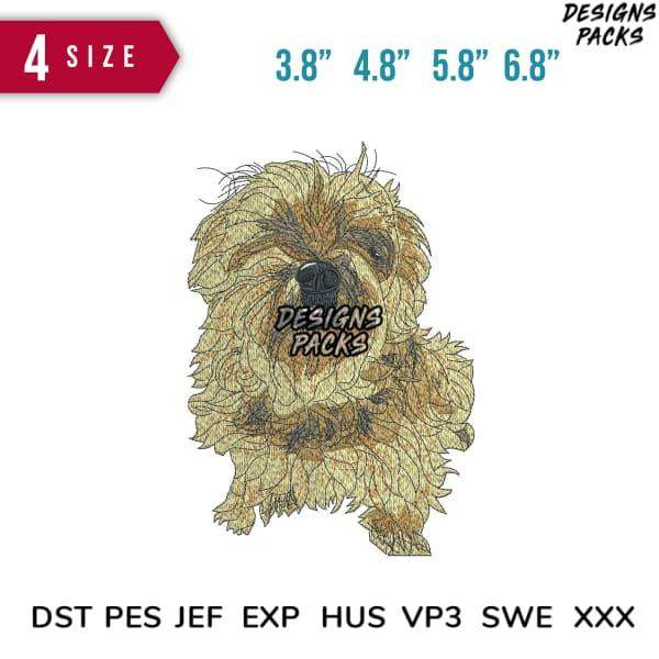 Fluffy dog embroidery design in 4 sizes, compatible with DST PES JEF formats for instant download