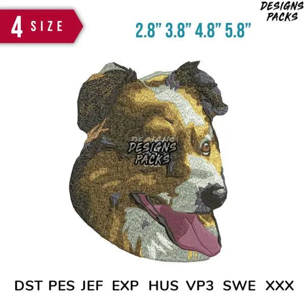 Dog Face H Embroidery Design 2.8"