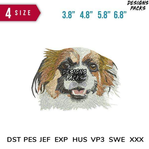 Cute dog face embroidery design in 4 sizes, compatible with DST PES JEF formats for instant download