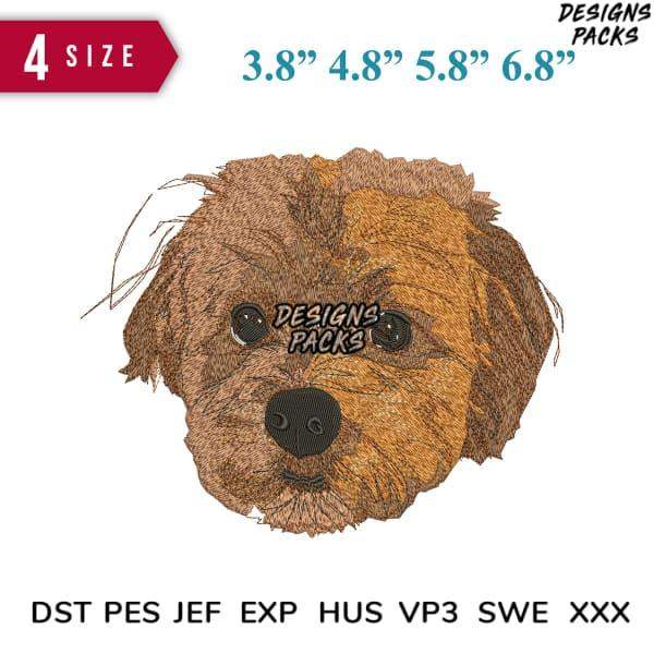 Cute dog face embroidery design in 4 sizes, DST PES JEF formats for instant download