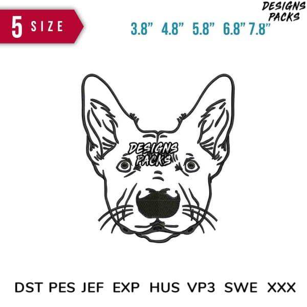 French Bulldog embroidery design in 5 sizes, compatible with DST PES JEF formats for instant download