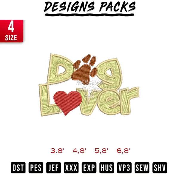 Dog Lover Typography Embroidery Design 