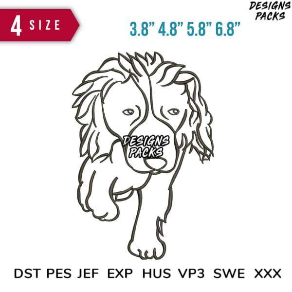 Lion embroidery design in 4 sizes, compatible with DST PES JEF formats for instant download
