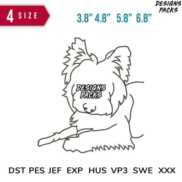 Cute dog embroidery design in 4 sizes, DST PES JEF formats, print-ready for DTG or DTF