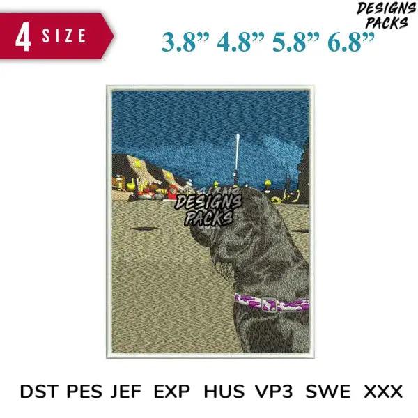 Dog Panoramic Embroidery Design 